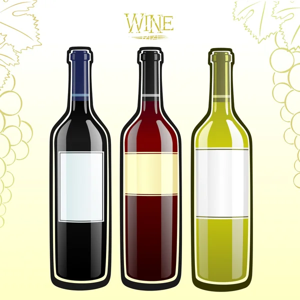 Rood, rose en witte wijn — Stockvector