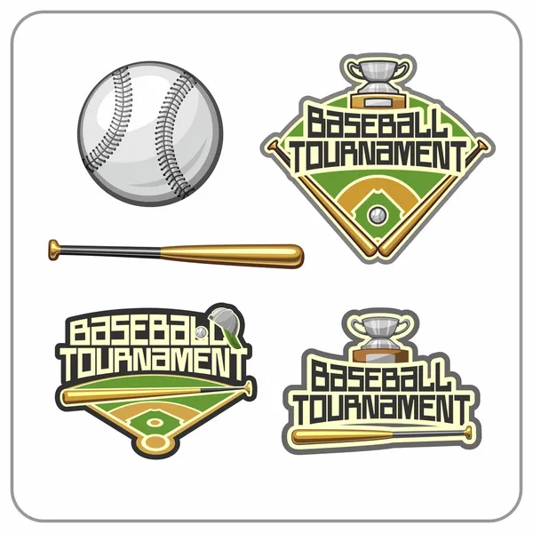 Attributi ed emblemi del baseball — Vettoriale Stock