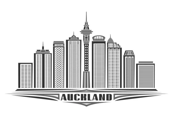 Vektor Illusztráció Auckland Monokróm Vízszintes Poszter Lineáris Design Auckland Városi — Stock Vector