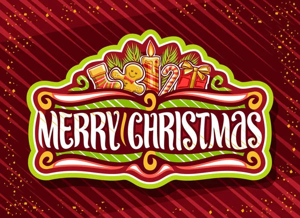 Logotipo Vectorial Para Feliz Navidad Insignia Verde Con Calcetines Para — Archivo Imágenes Vectoriales