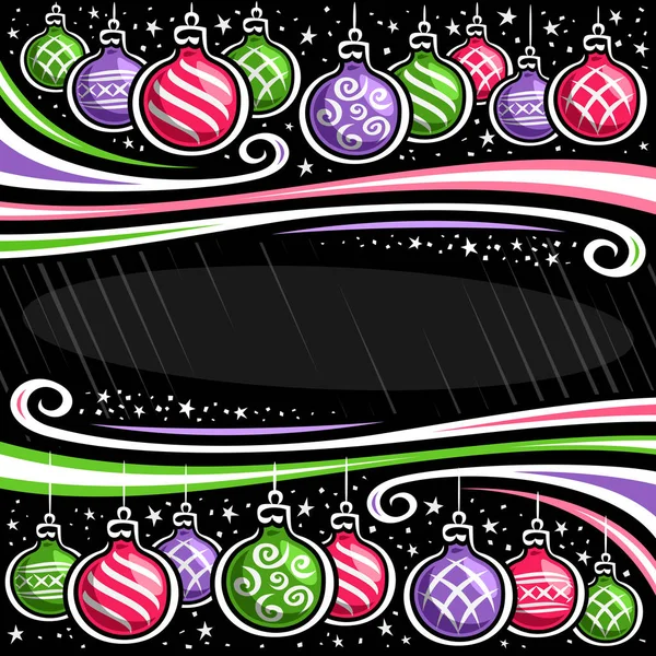 Wektor Christmas Border Copyspace Kwadratowy Tabliczka Ilustracjami Dekoracyjnych Kwitnie Kolorowe — Wektor stockowy