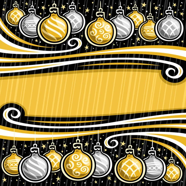Vector Christmas Border Copyspace Kwadratowe Tabliczki Ilustracjami Ozdobnych Kwitnących Żółte — Wektor stockowy