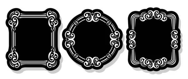 Conjunto Vectorial Marcos Decorativos Negros Colección Etiquetas Vintage Cortadas Con — Archivo Imágenes Vectoriales