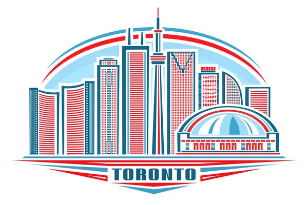 Vector Illustratie Van Toronto Horizontale Poster Met Lineair Ontwerp Beroemde — Stockvector