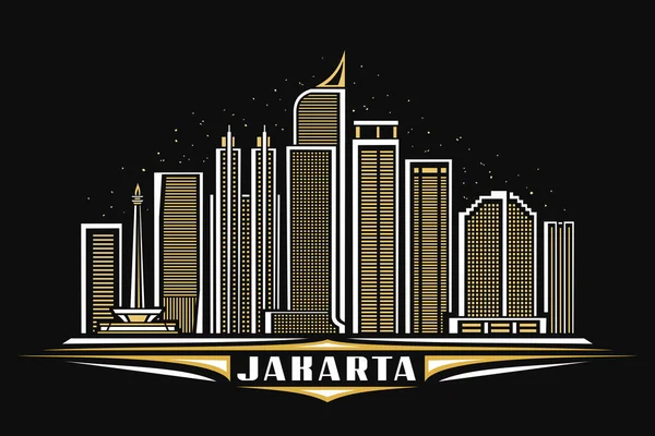Vector Illustration Jakarta Horizontal Poster Linear Design Famous Jakarta City — Stock Vector