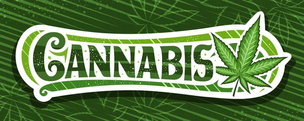 Bannière Vectorielle Pour Cannabis Panneau Horizontal Avec Illustration Feuilles Cannabis — Image vectorielle
