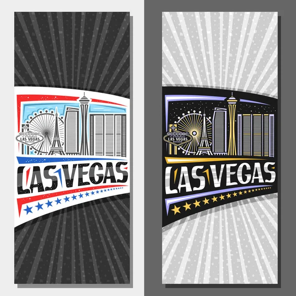 Vektor Függőleges Elrendezése Las Vegas Dekoratív Szórólap Illusztrációjával Amerikai Város — Stock Vector