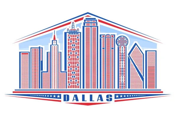 Vektor Illustration Von Dallas Horizontales Plakat Mit Umriss Design Dallas — Stockvektor