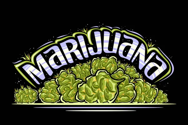 Vector Logo Marijuana Horizontal Poster Illustration Ounce Marijuana Buds Cartoon — Stock Vector