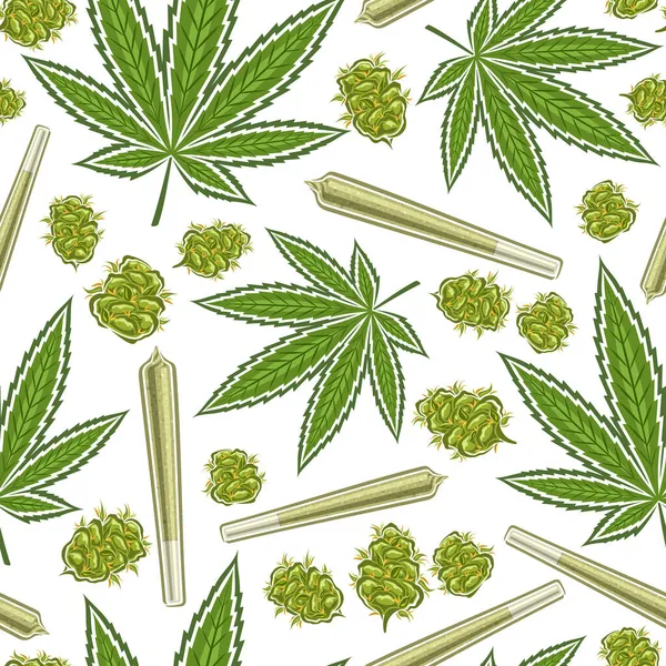 Vector Cannabis Seamless Pattern Square Repeating Background Cannabis Leaves Medicinal — Stock Vector