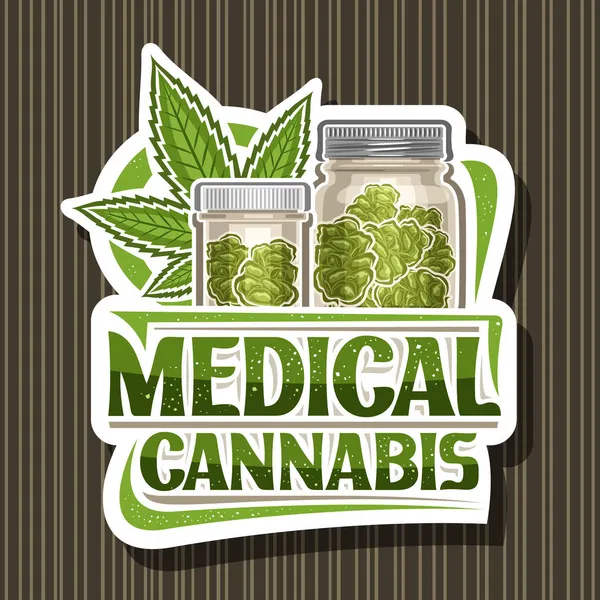 Vector Logo Medical Cannabis Decorative Cut Paper Signage Illustration Marijuana — Stock Vector