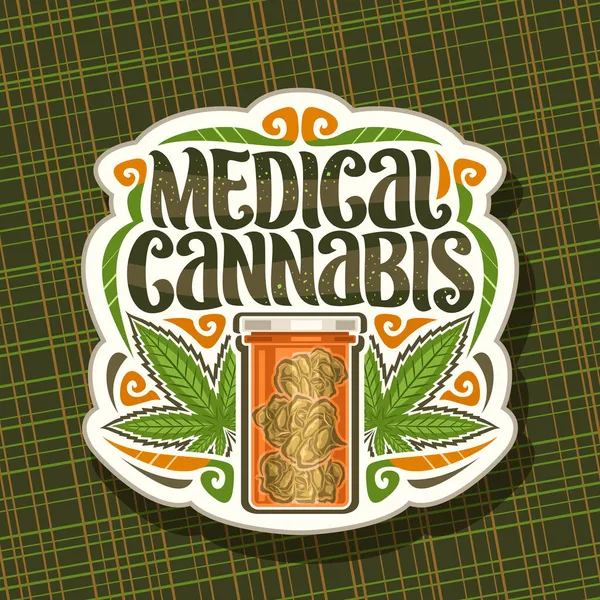 Vectorlogo Voor Medicinale Cannabis Vintage Gesneden Papieren Bewegwijzering Met Illustratie — Stockvector