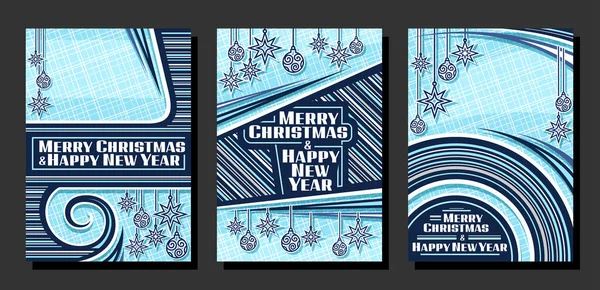 Vector Set Christmas New Year Copy Space Placards Outline Christmas — Stock Vector