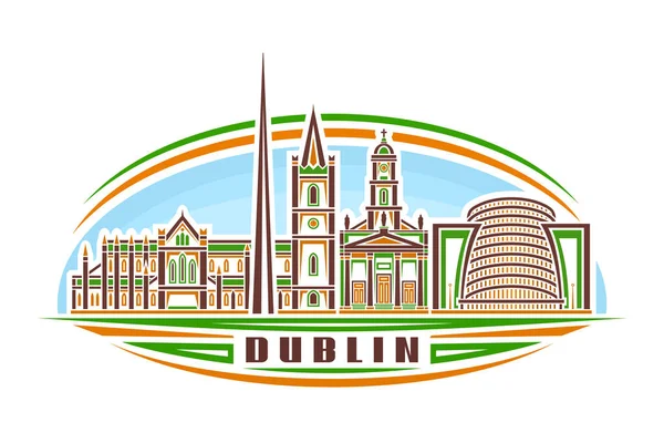 Ilustración Vectorial Dublín Logotipo Horizontal Con Diseño Lineal Naranja Dublin — Vector de stock