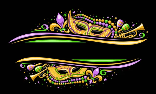 Vector Mardi Gras Border Con Copyspace Plantilla Horizontal Con Ilustración — Vector de stock