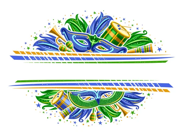 Vector Border Brazil Carnival Copy Space Horizontal Invitation Illustration Carnival —  Vetores de Stock