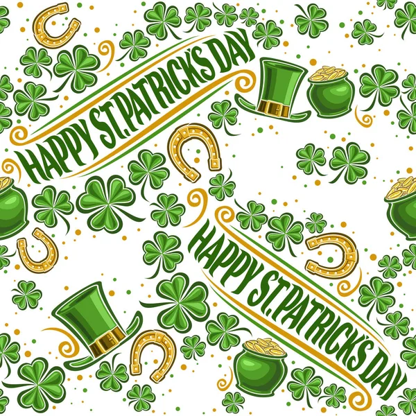 Vector Patricks Day Seamless Pattern Square Background Words Happy Patricks — 스톡 벡터