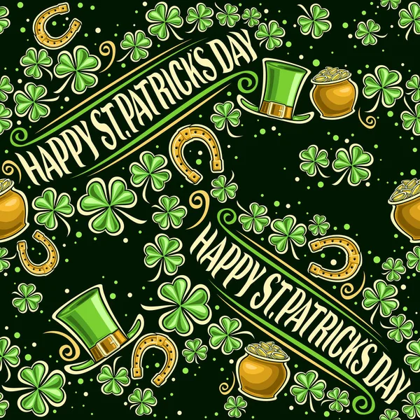 Vector Patricks Day Seamless Pattern Square Background Words Happy Patricks — 스톡 벡터