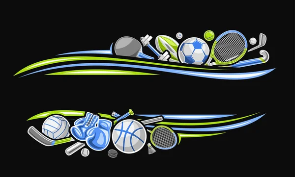 Vector Border Sports Equipment Empty Copy Space Text Decorative Promo — Stock Vector