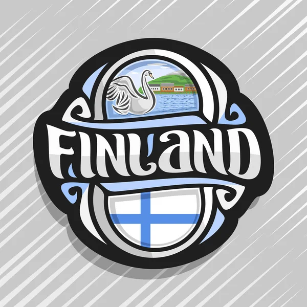 Логотип Вектора Финляндии Магнит Холодильник Финским Флагом Оригинальный Шрифт Кисти — стоковый вектор