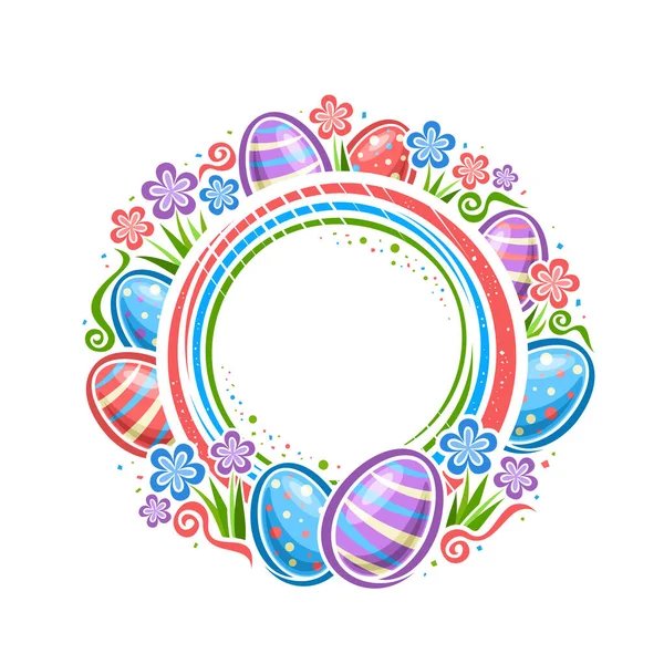 Vector Frame Easter Holiday Copyspace Text Okrągły Znaczek Ilustracją Grupowych — Wektor stockowy