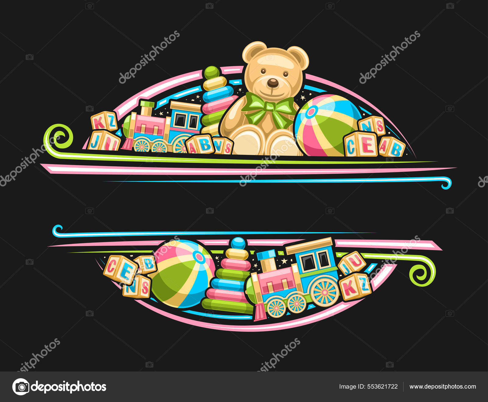 Vector Border Kid Toys Copyspace Advertising Text Decorative Sign Board