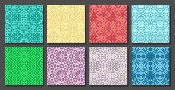 Vector Arabic Seamless Patterns Set Quadratische Sich Wiederholende Bunte Hintergründe — Stockvektor