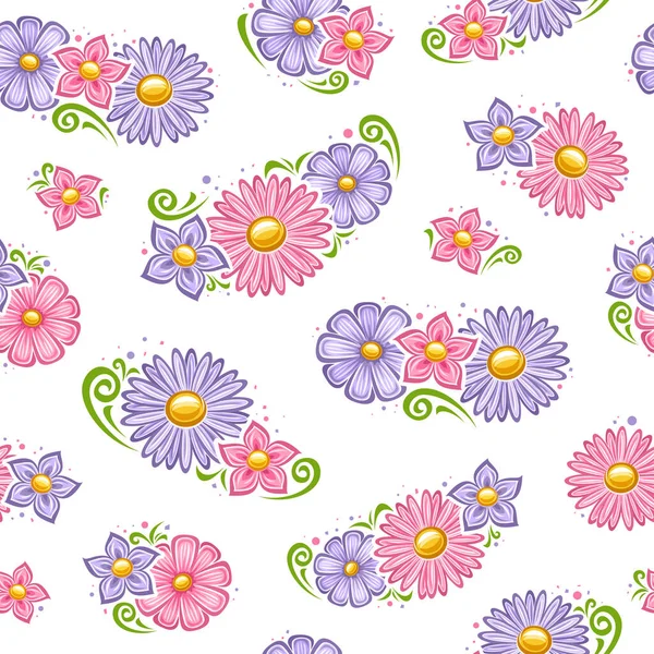 Vector Holiday Flowers Seamless Pattern Cuadrado Que Repite Fondo Con — Vector de stock