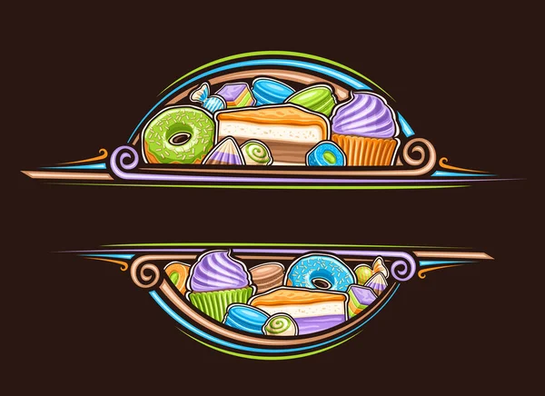 Bordure Vectorielle Pour Pâtisserie Avec Copyspace Pour Texte Panneau Décoratif — Image vectorielle