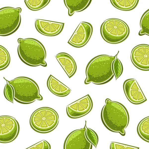 Vector Lime Seamless Pattern Fond Répétitif Avec Ensemble Illustrations Découpées — Image vectorielle