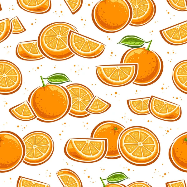 Vector Orange Seamless Pattern Repeating Background Set Isolated Illustrations Oranges — Stock Vector