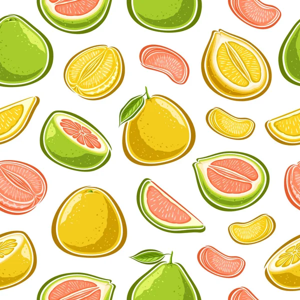 Vector Pomelo Seamless Pattern Repeating Background Set Cut Out Illustrations — Stock Vector