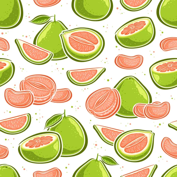 Vector Pomelo Seamless Pattern Decorative Repeating Background Set Cut Out — Stock Vector