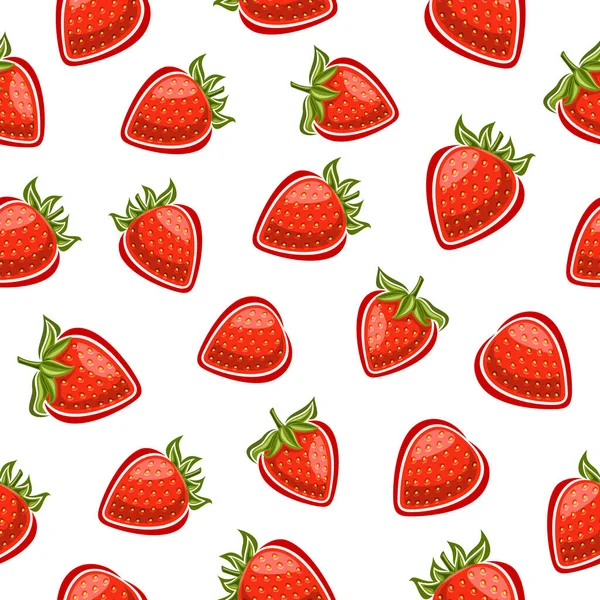 Vector Strawberry Seamless Pattern Ripetere Sfondo Con Una Serie Illustrazioni — Vettoriale Stock