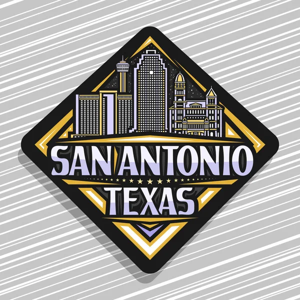 Vector Logo San Antonio Black Rhombus Road Sign Outline Illustration — ストックベクタ