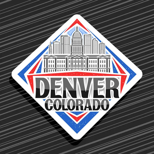 Logotipo Vetor Para Denver Sinal Estrada Branco Com Ilustração Linha —  Vetores de Stock