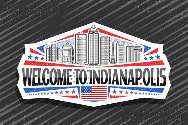 Logo Vettoriale Indianapolis Etichetta Decorativa Bianca Con Contorno Illustrazione Indianapolis — Vettoriale Stock