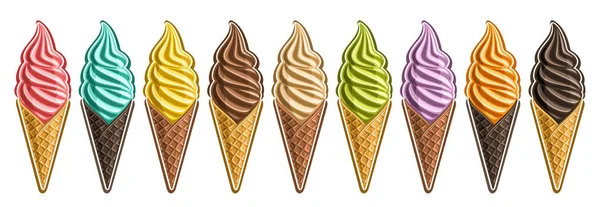 Vector Ice Cream Set Lot Collectie Van Gesneden Uit Verschillende — Stockvector