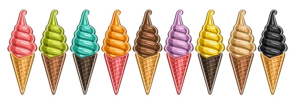 Conjunto Helados Vectoriales Colección Lote Ilustraciones Diferentes Helados Refrescantes Realistas — Vector de stock