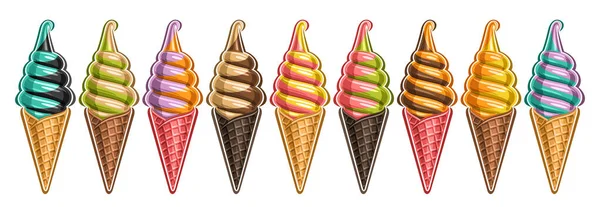 Vector Ice Cream Set Lot Collection Cut Out Different Illustrations — стоковый вектор