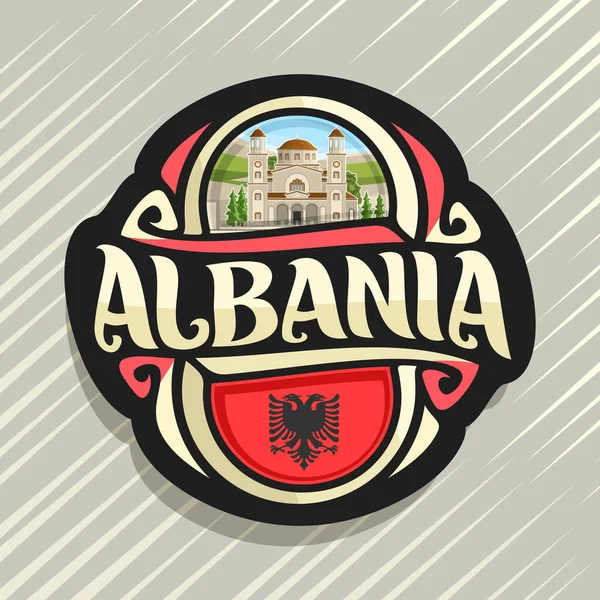 Векторный Логотип Страны Албания Магнит Холодильник Албанским Государственным Флагом Оригинальный — стоковый вектор