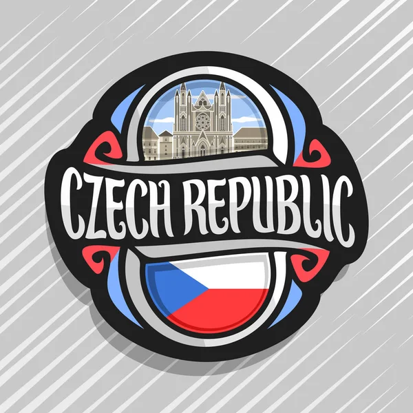 Vektor Logo Cseh Köztársaság Cseh Állami Zászló Hűtőmágnes Eredeti Ecset — Stock Vector