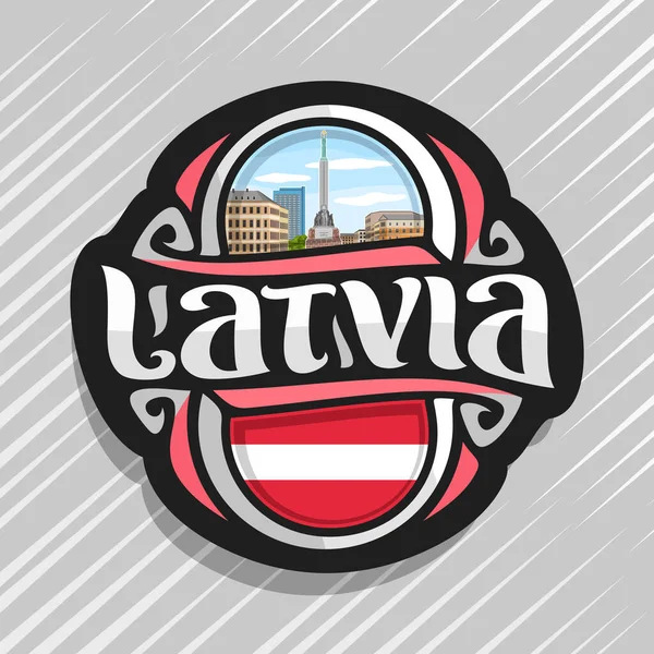 Vektor Logo Lettország Ország Hűtőmágnes Lett Állami Zászló Eredeti Ecset — Stock Vector