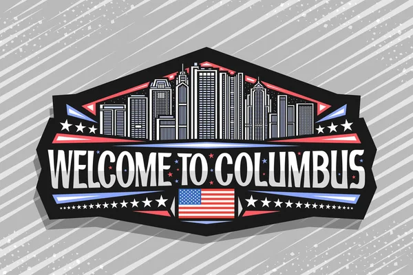 Vector Logo Voor Columbus Zwart Decoratief Insigne Met Schets Illustratie — Stockvector