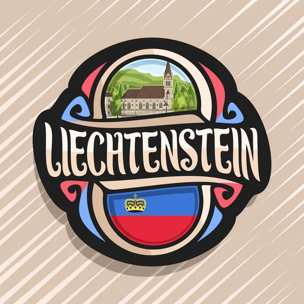 Vektor Logo Für Fürstentum Liechtenstein Kühlschrankmagnet Mit Landesflagge Originale Pinselschrift — Stockvektor