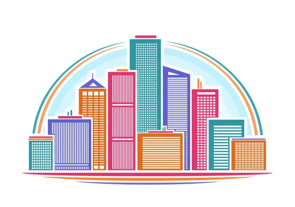 Vector Illustration Urban Skyline Horizontal Decorative Poster Multicolored Linear Design — Stockový vektor