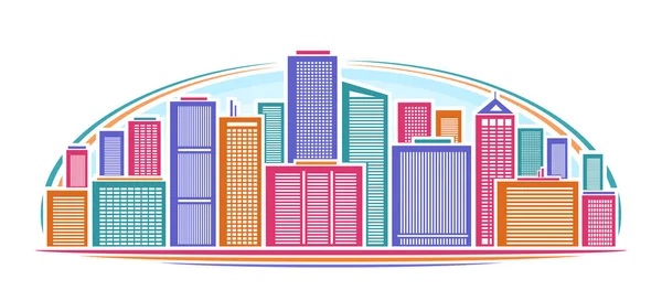 Vector Illustration Urban Skyline Horizontal Decorative Banner Multicolored Linear Design — Διανυσματικό Αρχείο