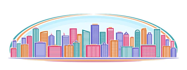 Vector Illustration Urban Skyline Horizontal Decorative Banner Multicolored Linear Design — Stockový vektor