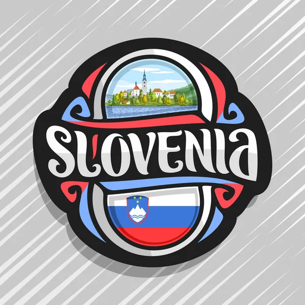 Vektor Logo Szlovénia Ország Hűtőmágnes Szlovén Állam Lobogója Eredeti Ecset — Stock Vector
