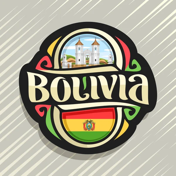 Vektor Logo Für Bolivien Kühlschrankmagnet Mit Bolivianischer Flagge Originale Pinselschrift — Stockvektor